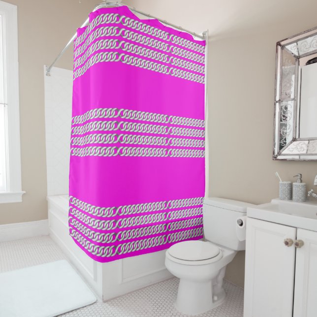 Chains Pink Shower Curtain (In Situ)