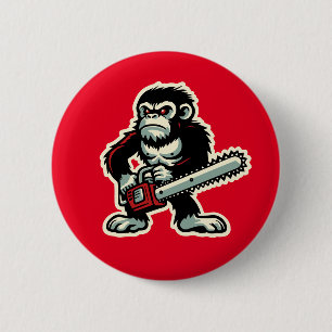 Chainsaw Chimp 2 Inch Round Button