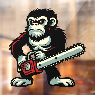 Chainsaw Chimp Window Cling