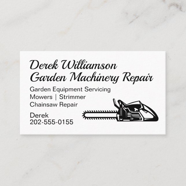 Chainsaw Garden Machinery Repair Business Card (Front)
