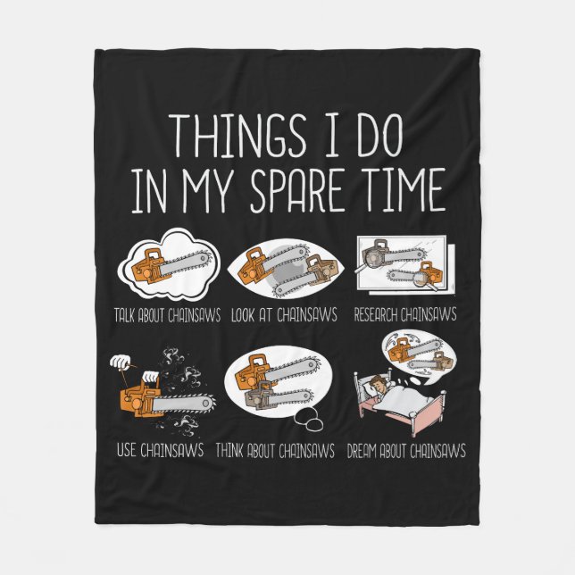 Chainsaw Gift Men Woodworker Lumberjack Arborist Fleece Blanket (Front)