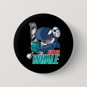 Chainsaw Killer Whale Costume Fun Orca Halloween 2 Inch Round Button