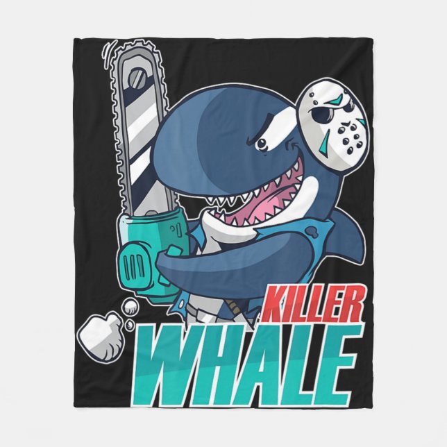Chainsaw Killer Whale Costume Fun Orca Halloween  Fleece Blanket (Front)