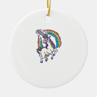 Chainsaws unicorn comes to kill fun gift T-Shirt Ceramic Ornament
