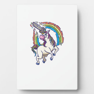 Chainsaws unicorn comes to kill fun gift T-Shirt Plaque
