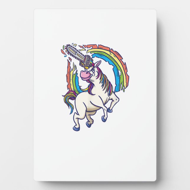 Chainsaws unicorn comes to kill fun gift T-Shirt Plaque (Front)