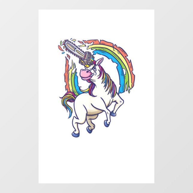 Chainsaws unicorn comes to kill fun gift T-Shirt Window Cling (Sheet)