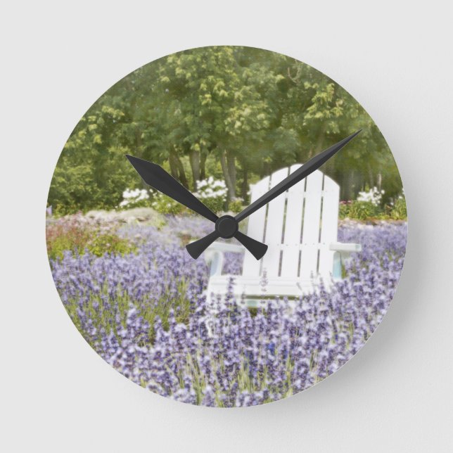 Chair in the Lavender field Round Clock (Front)