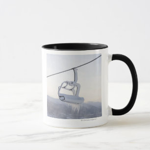 Chair lift full of snow and ice mug