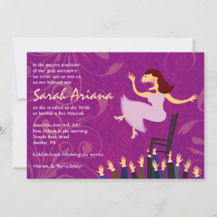 Chaire Horah Invitation Bat mitzvah fille