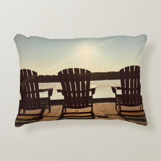 Chairs by the lake accent pillow