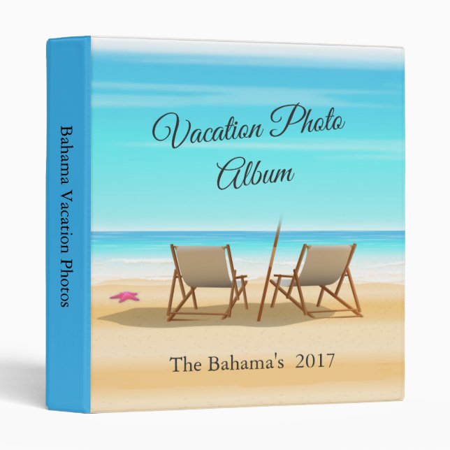 Chairs On The Beach Vacation Photo Album Binder (Front/Spine)