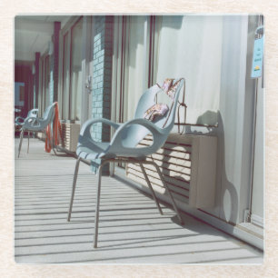 Chairs Outside Beach Hotel Rooms Glass Coaster