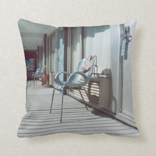 Chairs Outside Beach Hotel Rooms Throw Pillow