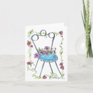 Chaise antique de fleur dessinant le carte pour