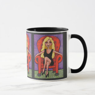 Chaise blonde et rouge impertinente - tasse