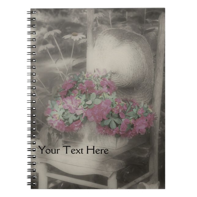 Chaise Fleur Jardin En Carnet Noir Et Blanc (Devant)