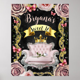 Chaise rose Rose Papillons Affiche de bienvenue do