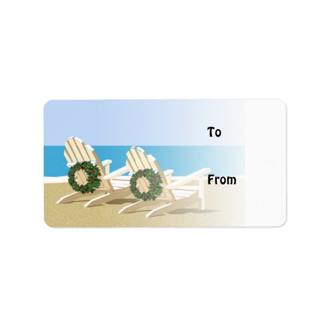 Chaises de plage et couronnes étiquettes cadeaux (Devant)