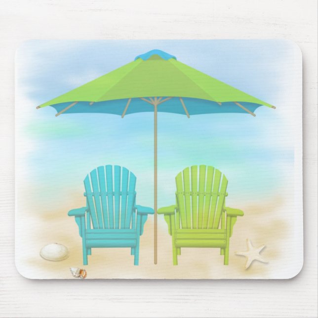 Chaises de plage, parapluie, tapis de souris de (Devant)