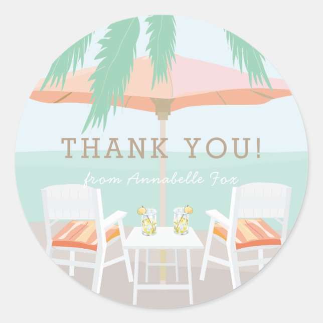 Chaises de plage rose Umbrella Sticker Merci (Devant)