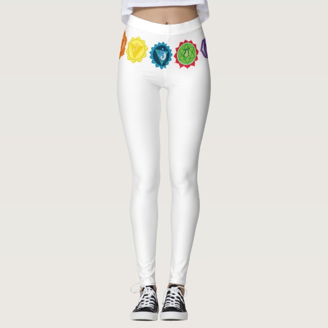 Chakra Aligned 7 Chakra Yoga Kundalini Leggings, M Leggings (Front)
