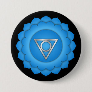 Chakra Blue Throat Zen Yoga Spiritual Meditation 3 Inch Round Button