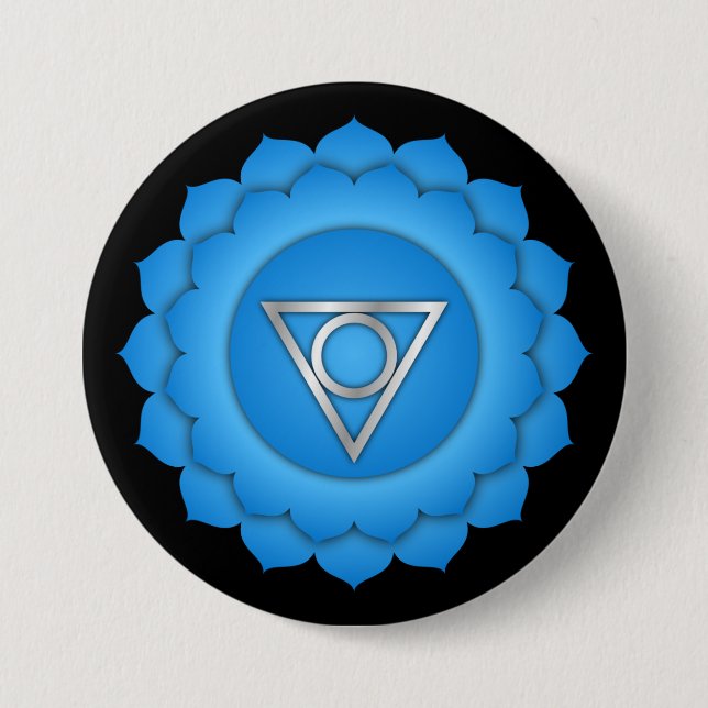 Chakra Blue Throat Zen Yoga Spiritual Meditation 3 Inch Round Button (Front)