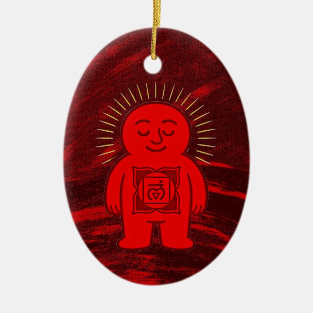 Chakra Buddies: Root Chakra Ceramic Ornament (Front)