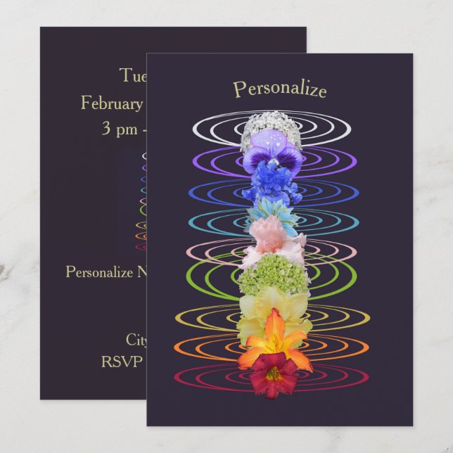 Chakra Colour Flowers Zen Spiritual Invitation (Front/Back)