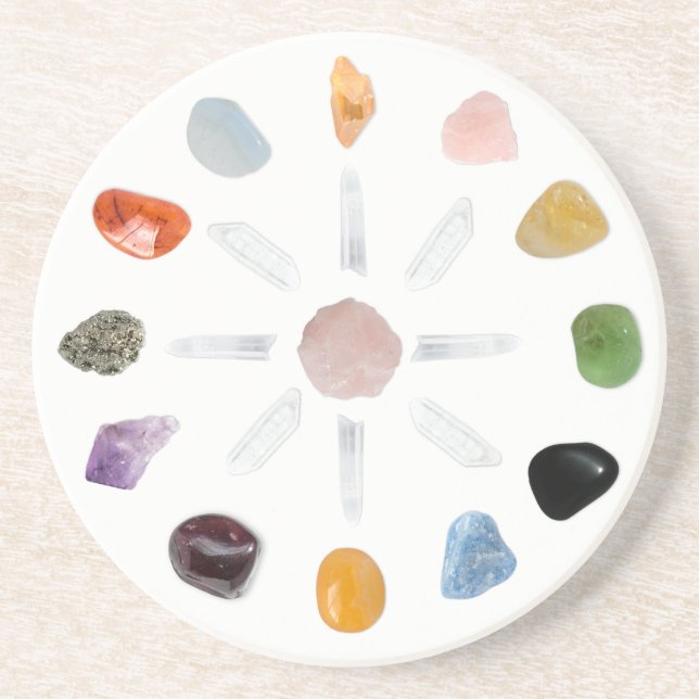 *~* Chakra Crystal Energy Gemstone SandStone Coaster (Front)