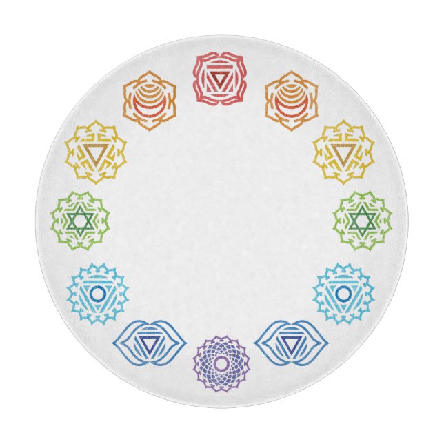 Chakra Energy Glass Cutting Board (Front)