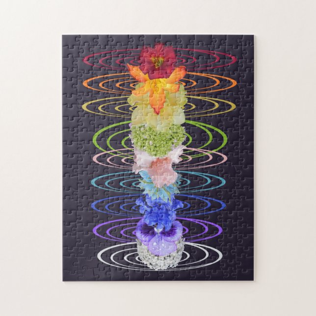 Chakra Flowers Zen Yoga Spiritual Fun Jigsaw Puzzle (Vertical)