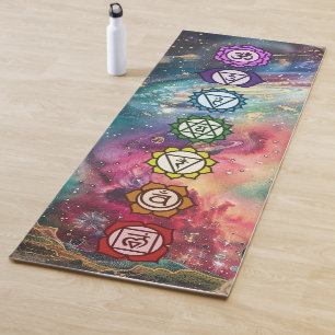 Chakra Galaxy Vintage Rainbow  Yoga Mat