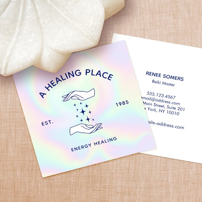 Chakra Healer Reiki Practitioner Hands Square Business Card (Creator Uploaded)