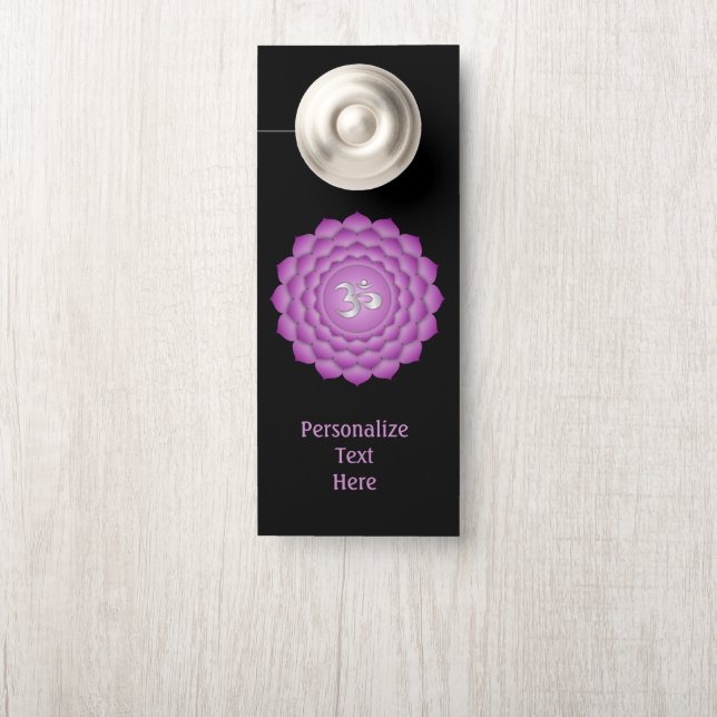 Chakra Lilac Zen Meditation Yoga Personalized Room Door Hanger (On Knob)