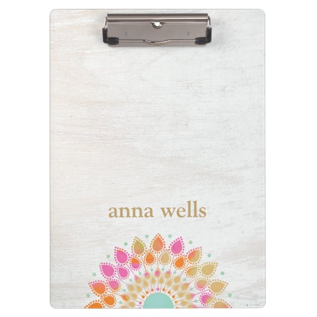 Chakra  Lotus Flower Mandala  Clipboard (Front)