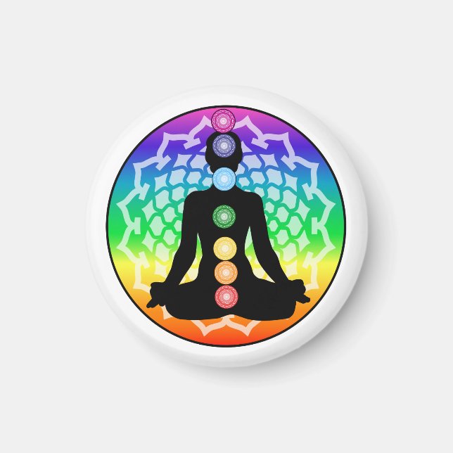 Chakra Lotus Magnet – Round Sacred Yoga Art (Front)