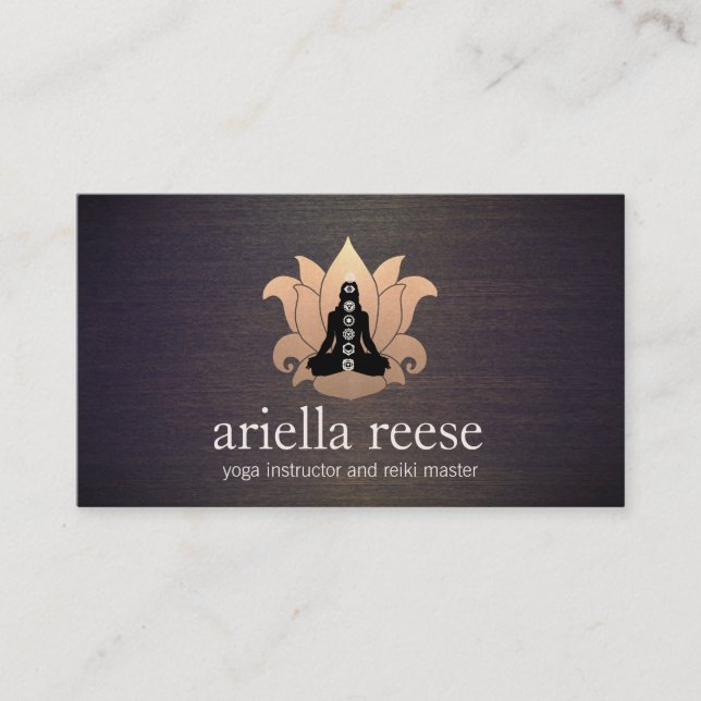 Chakra Lotus Yoga and Meditation Instructor Wood Business Card (Front)