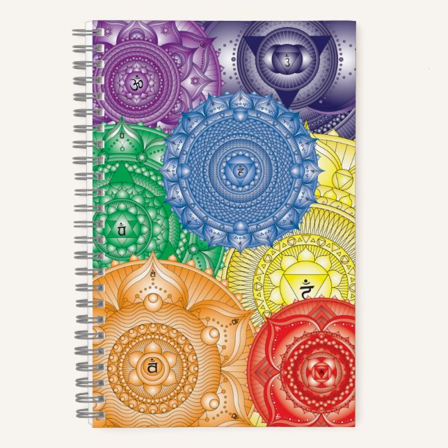 Chakra Mandala Collage Multi-Colour Notebook (Front)
