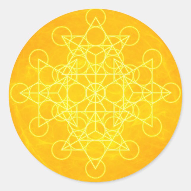 Chakra Mandala Sacred Geometry Bright Yellow Classic Round Sticker (Front)