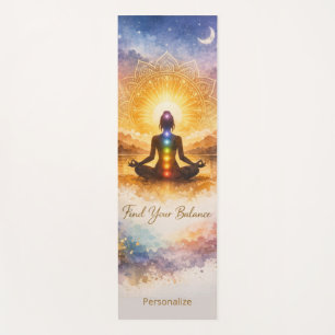 Chakra Meditation Golden Mandala & Sunrise Art Yoga Mat