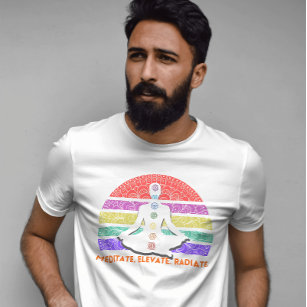 Chakra Meditation Yoga Rainbow Sunset T-Shirt