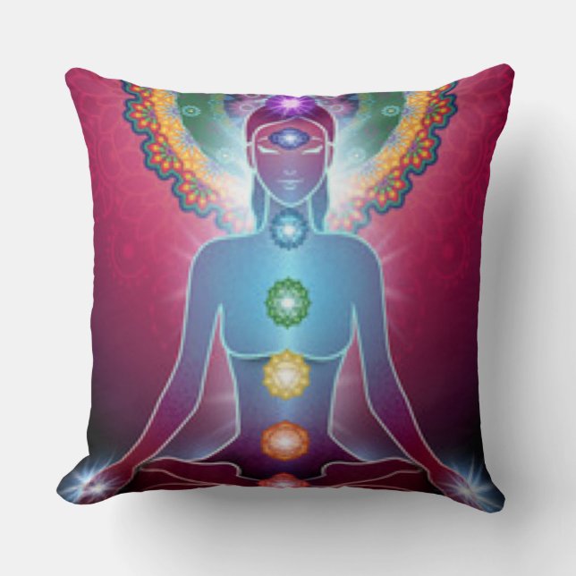 Chakra Meditation Yoga Throw Pillow (Front)