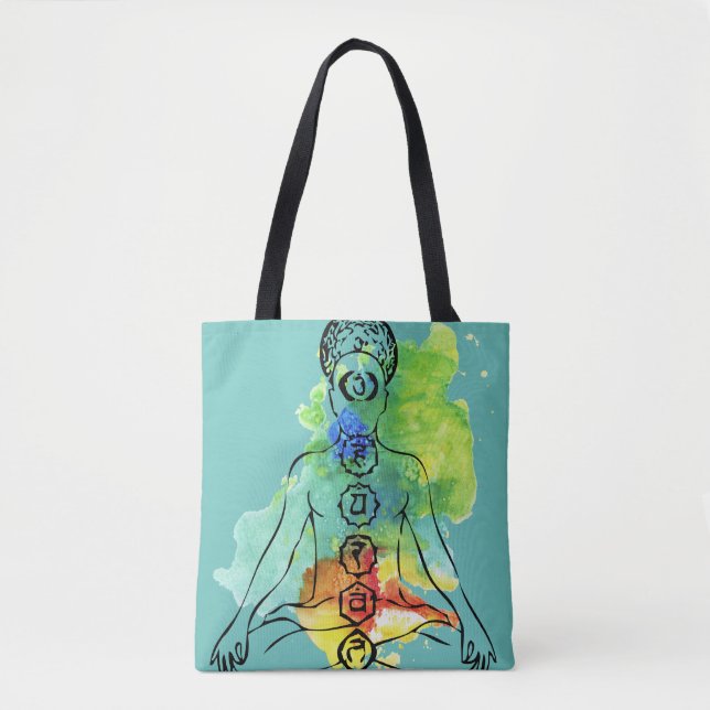 Chakra Om Namaste all over printed Tote Bag (Front)