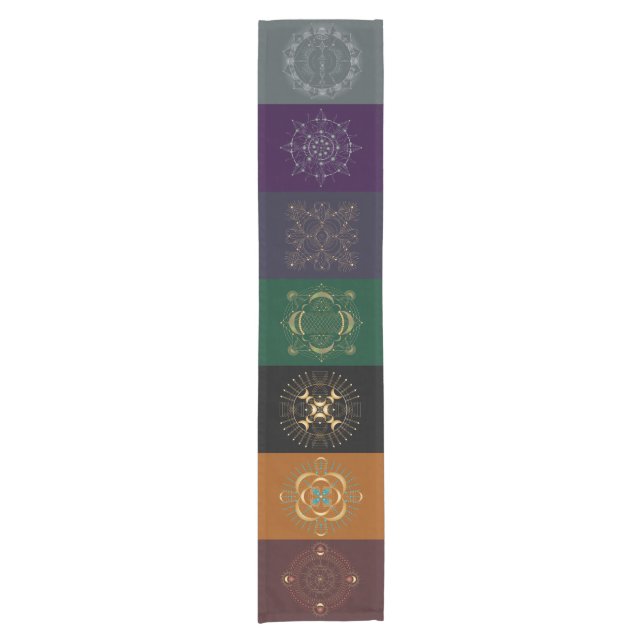 Chakra Shadow Mandala Colour Block Table Runner (Front)