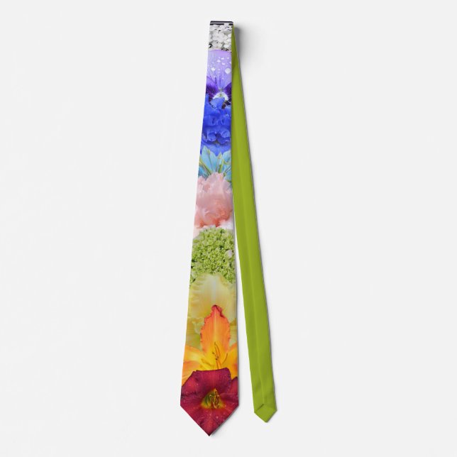 Chakra Spiritual Colours in Flowers Tie (Front)