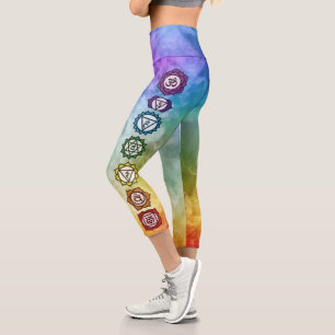 Chakra tie-dye bold colour capri leggings