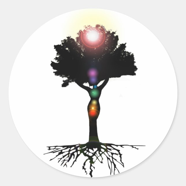 Chakra Tree Classic Round Sticker (Front)
