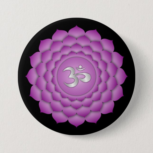 Chakra Violet Crown Zen Yoga Meditation 3 Inch Round Button (Front)